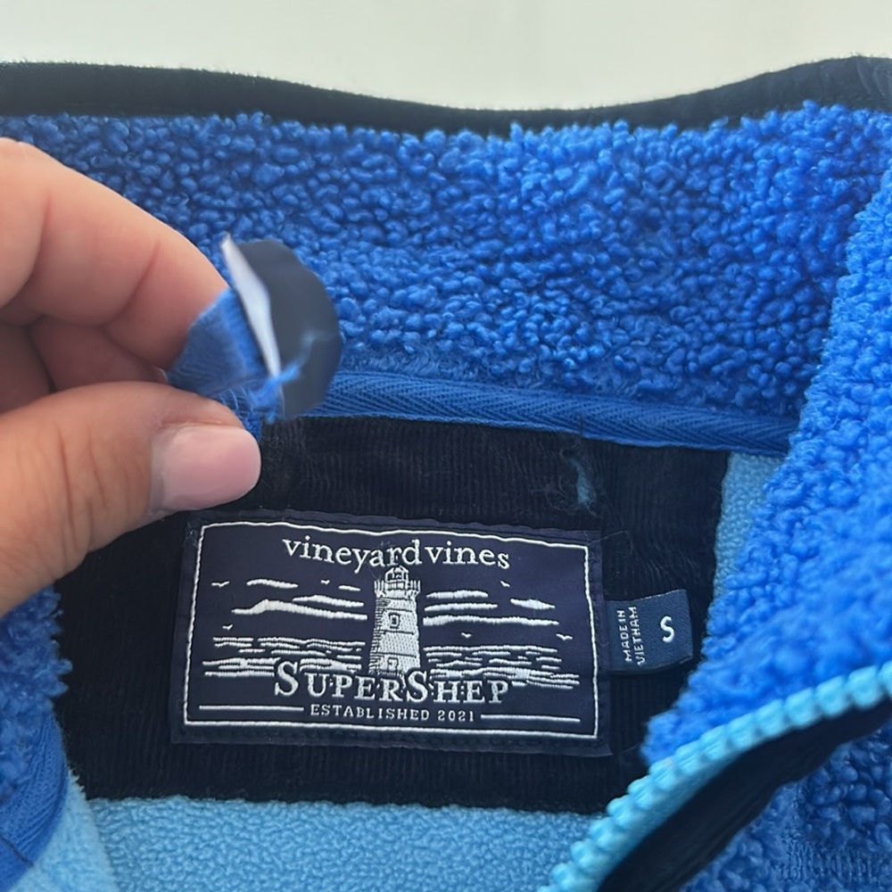 Vineyard Vines Blue Fleece Jacket with Black Accents Boys-Fleece Jacket - Picture 6 of 7